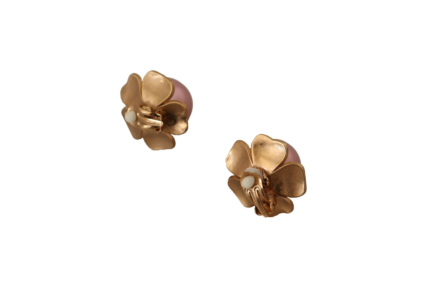 Elegantes pendientes de clip con perlas de cristal y diseño floral