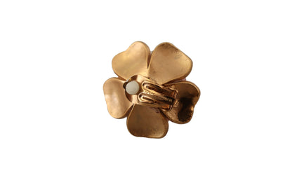 Elegantes pendientes de clip con perlas de cristal y diseño floral