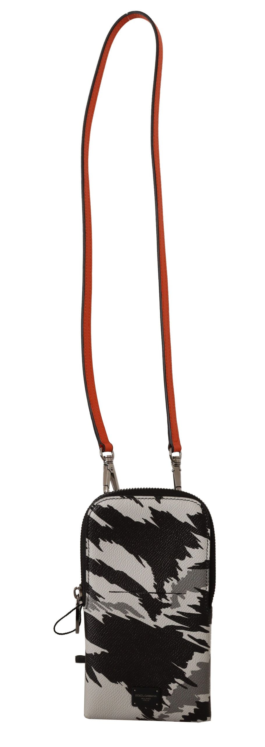 Elegante correa de cuero para el cuello con bolsillo para teléfono