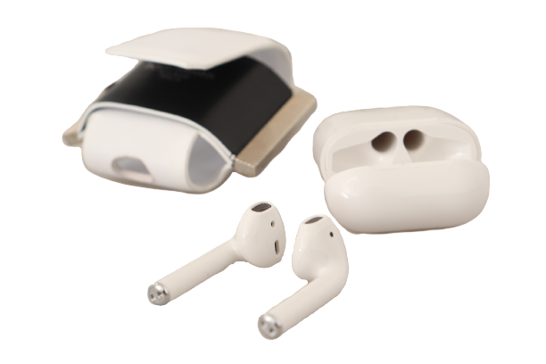 Estuche elegante de cuero monocromático para AirPods