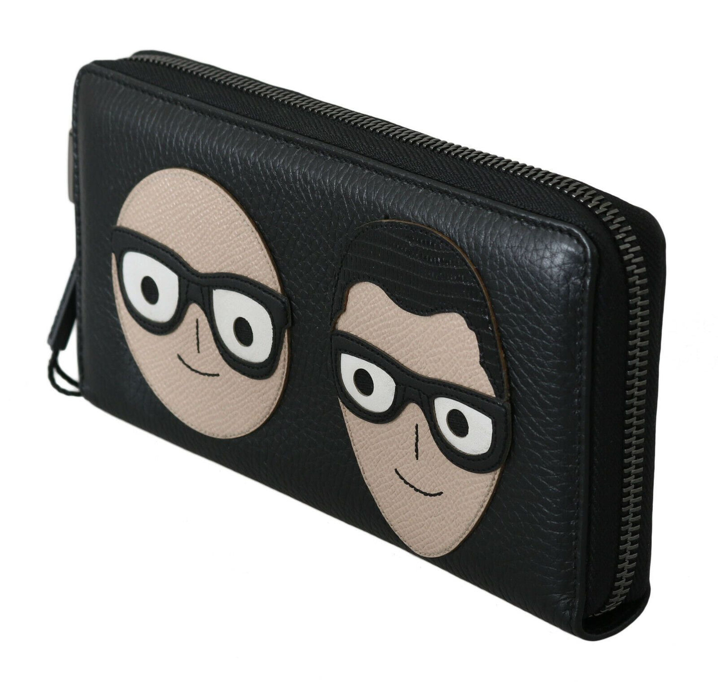Elegante cartera continental de piel negra