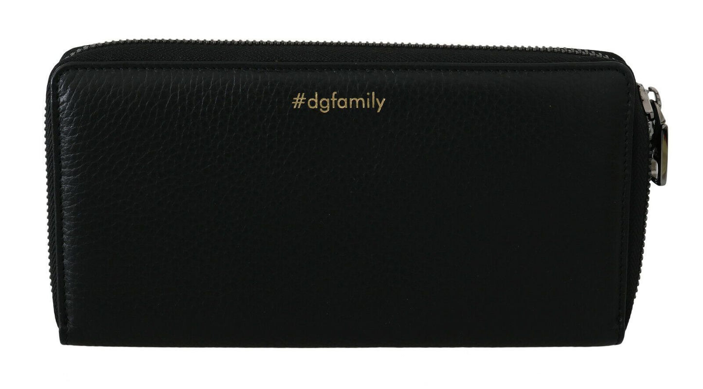 Elegante cartera continental de piel negra