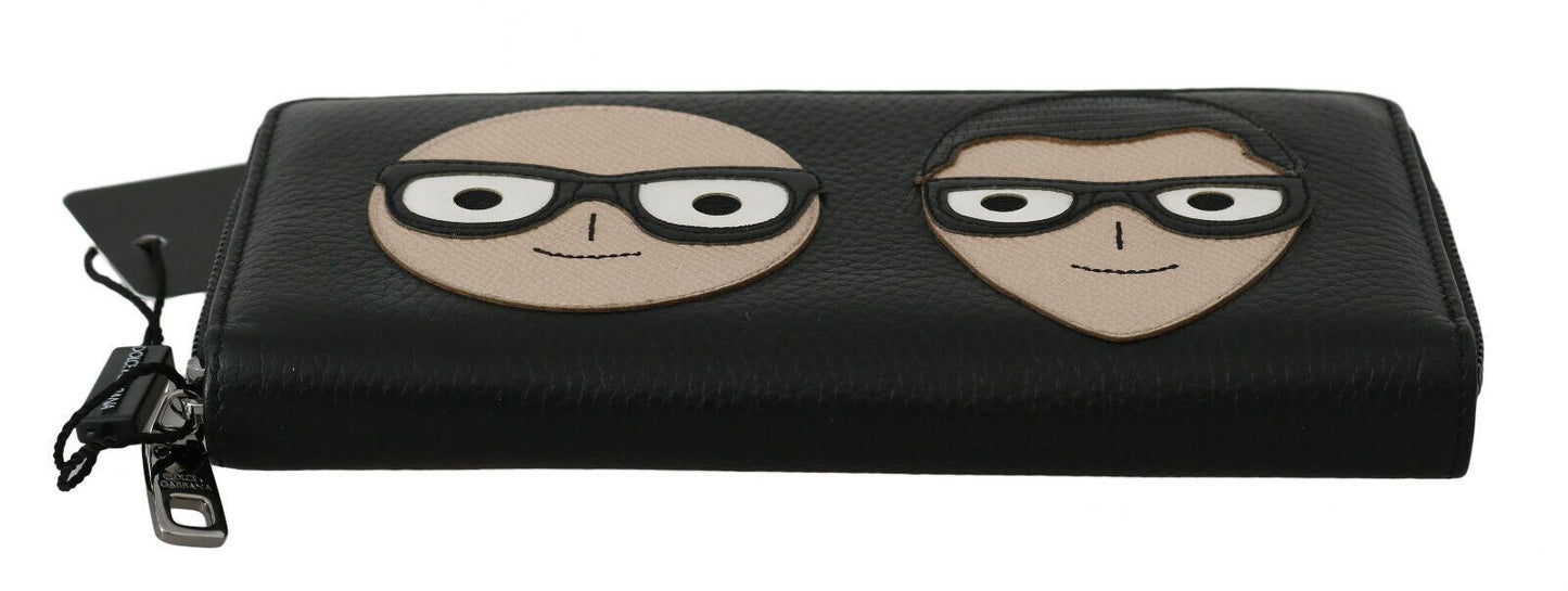 Elegante cartera continental de piel negra