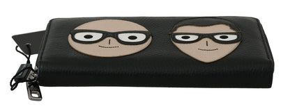 Elegante cartera continental de piel negra