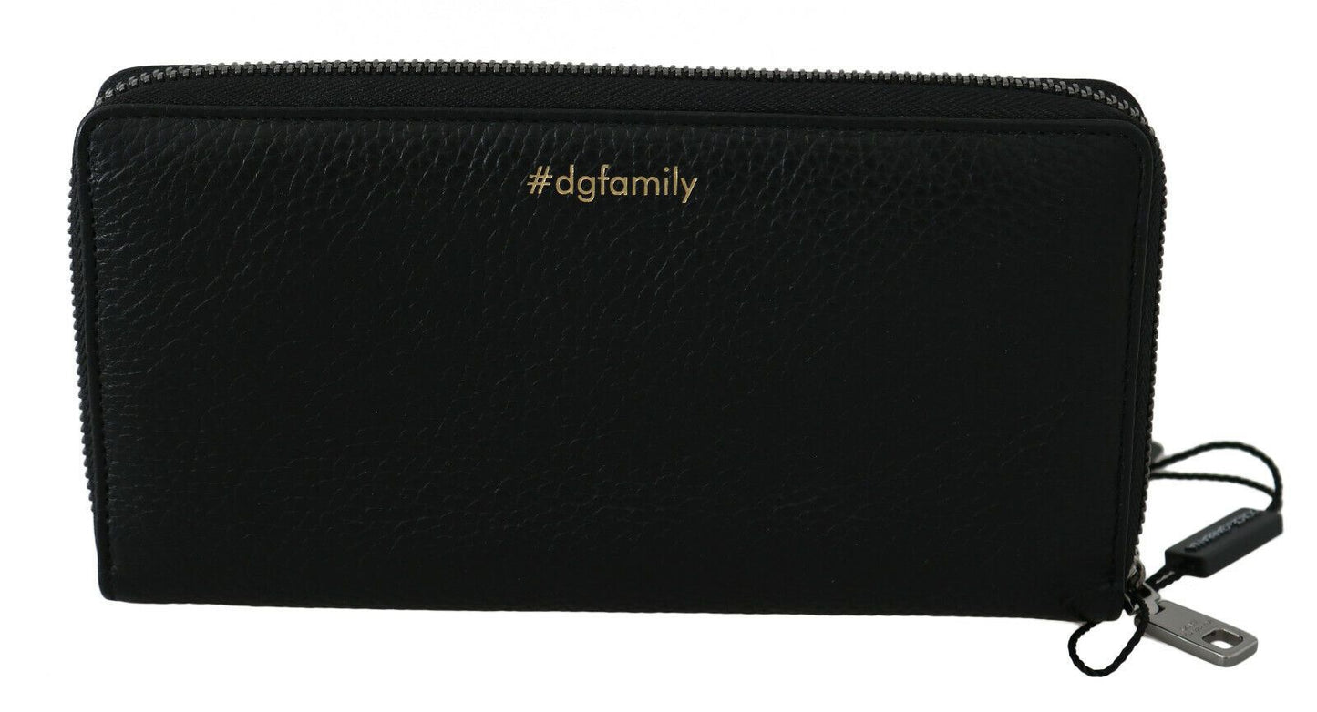 Elegante cartera continental de piel negra y roja