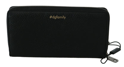 Elegante cartera continental de piel negra y roja