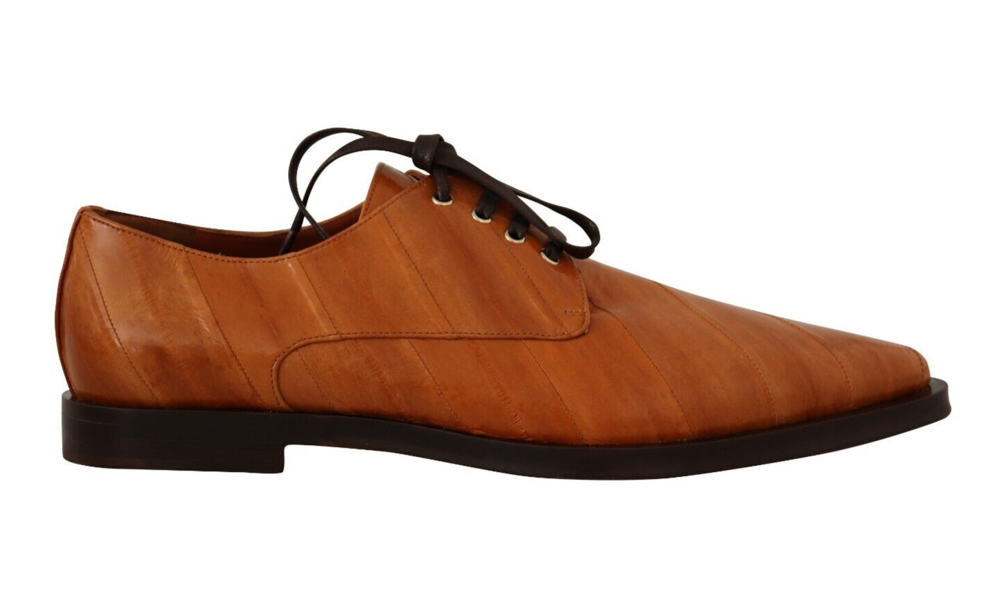 Elegantes zapatos planos formales con cordones de piel de anguila