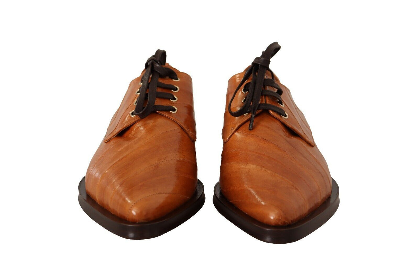 Elegantes zapatos planos formales con cordones de piel de anguila
