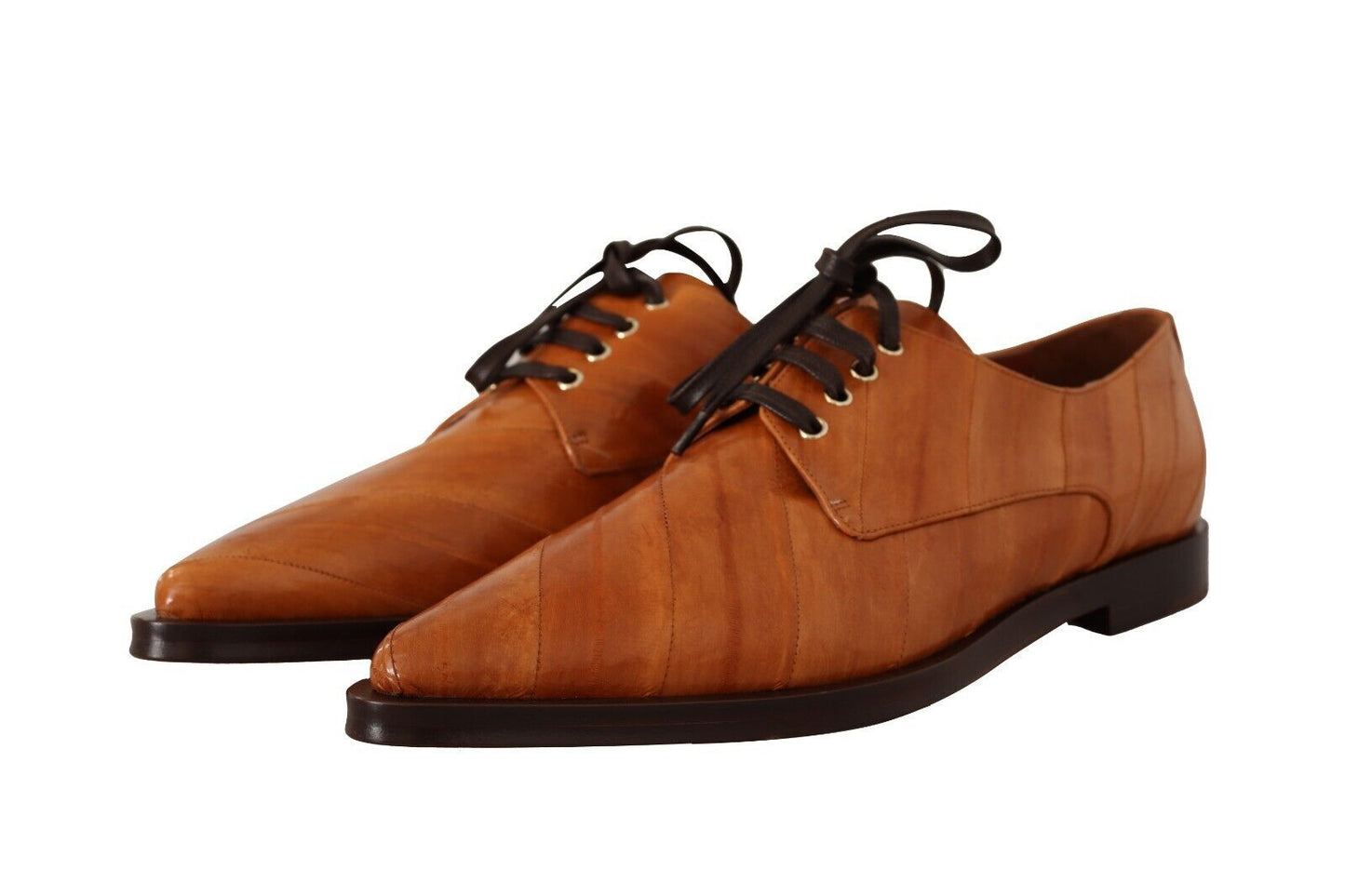 Elegantes zapatos planos formales con cordones de piel de anguila