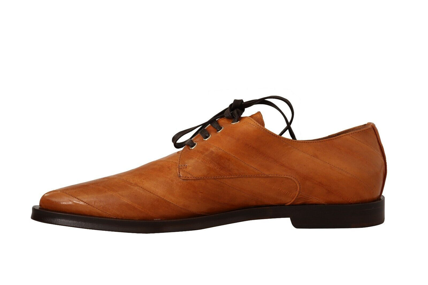 Elegantes zapatos planos formales con cordones de piel de anguila