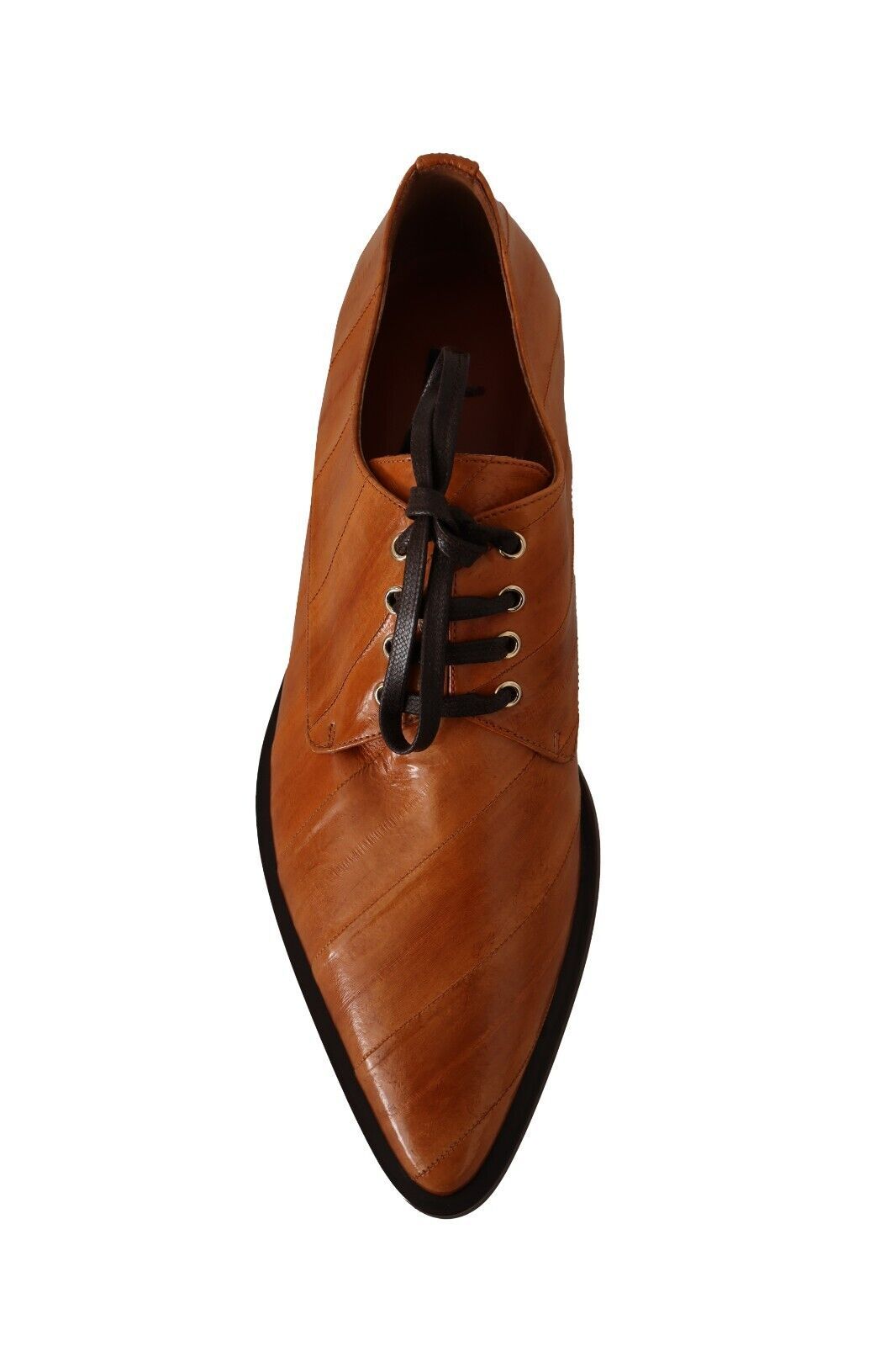 Elegantes zapatos planos formales con cordones de piel de anguila