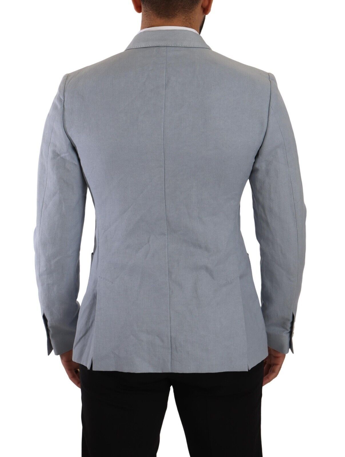 Elegante blazer cruzado azul claro de corte entallado