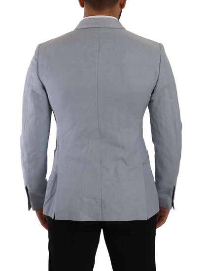 Elegante blazer cruzado azul claro de corte entallado