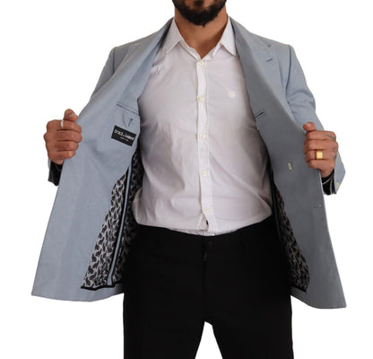 Elegante blazer cruzado azul claro de corte entallado