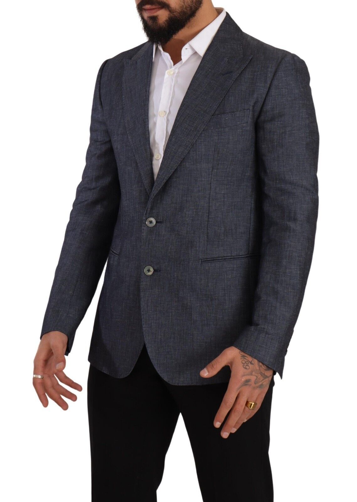 Blazer azul elegante de dos botones y corte entallado