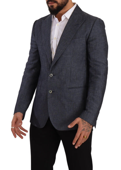 Blazer azul elegante de dos botones y corte entallado
