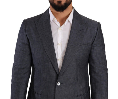 Blazer azul elegante de dos botones y corte entallado