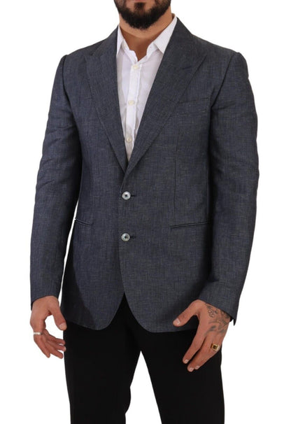 Blazer azul elegante de dos botones y corte entallado