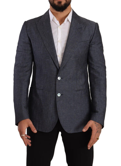 Blazer azul elegante de dos botones y corte entallado