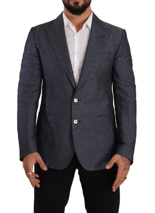 Blazer azul elegante de dos botones y corte entallado