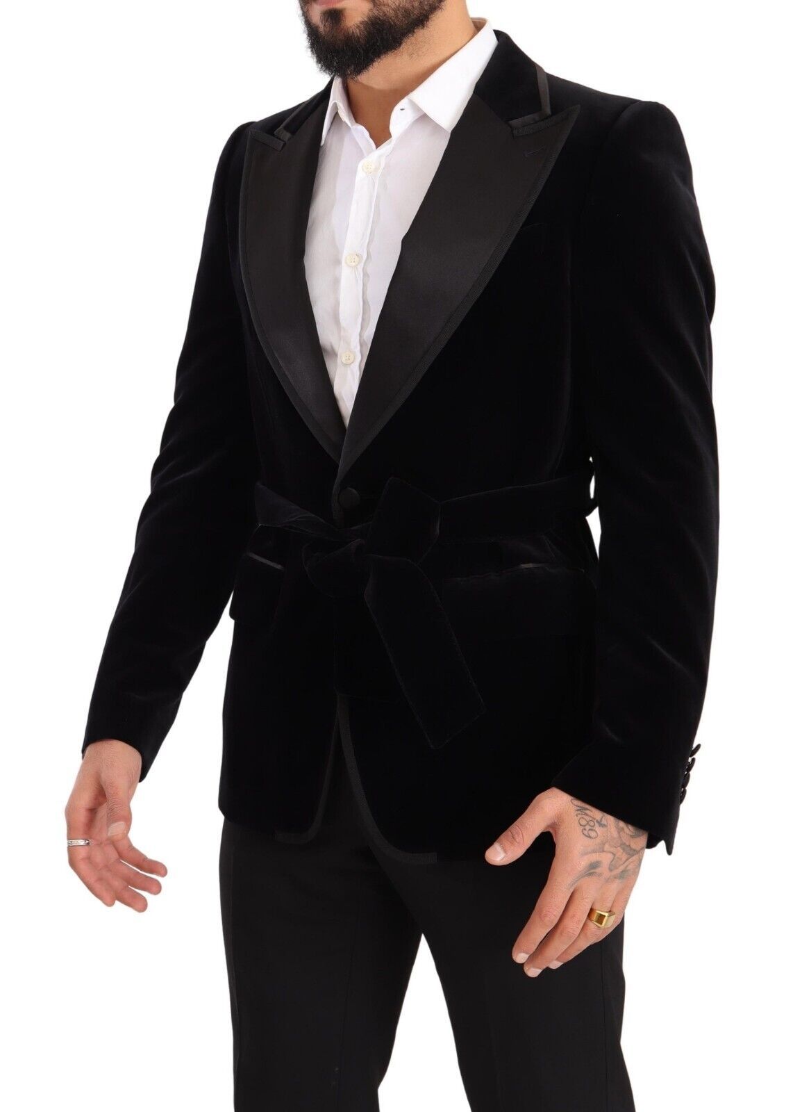 Elegante blazer de terciopelo de botonadura sencilla