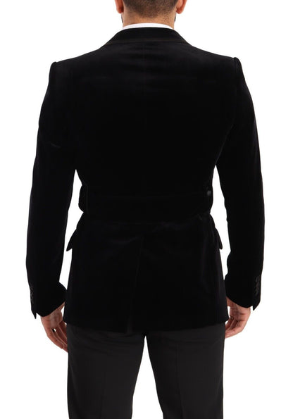 Elegante blazer de terciopelo de botonadura sencilla