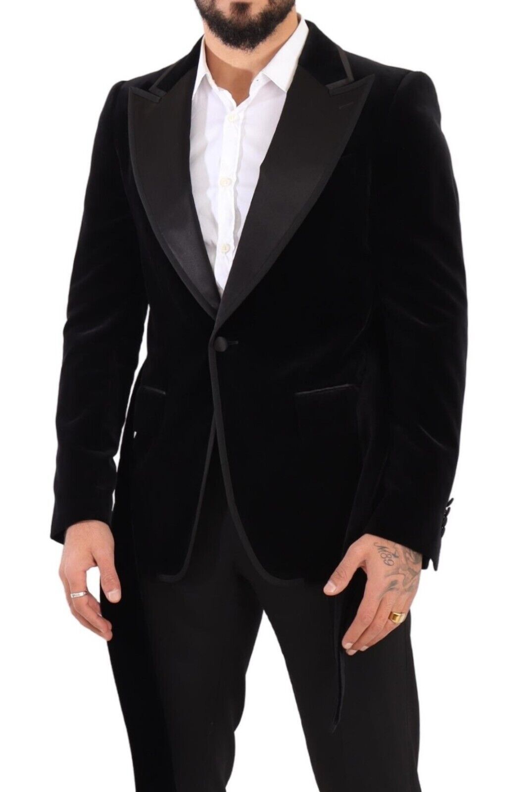 Elegante blazer de terciopelo de botonadura sencilla