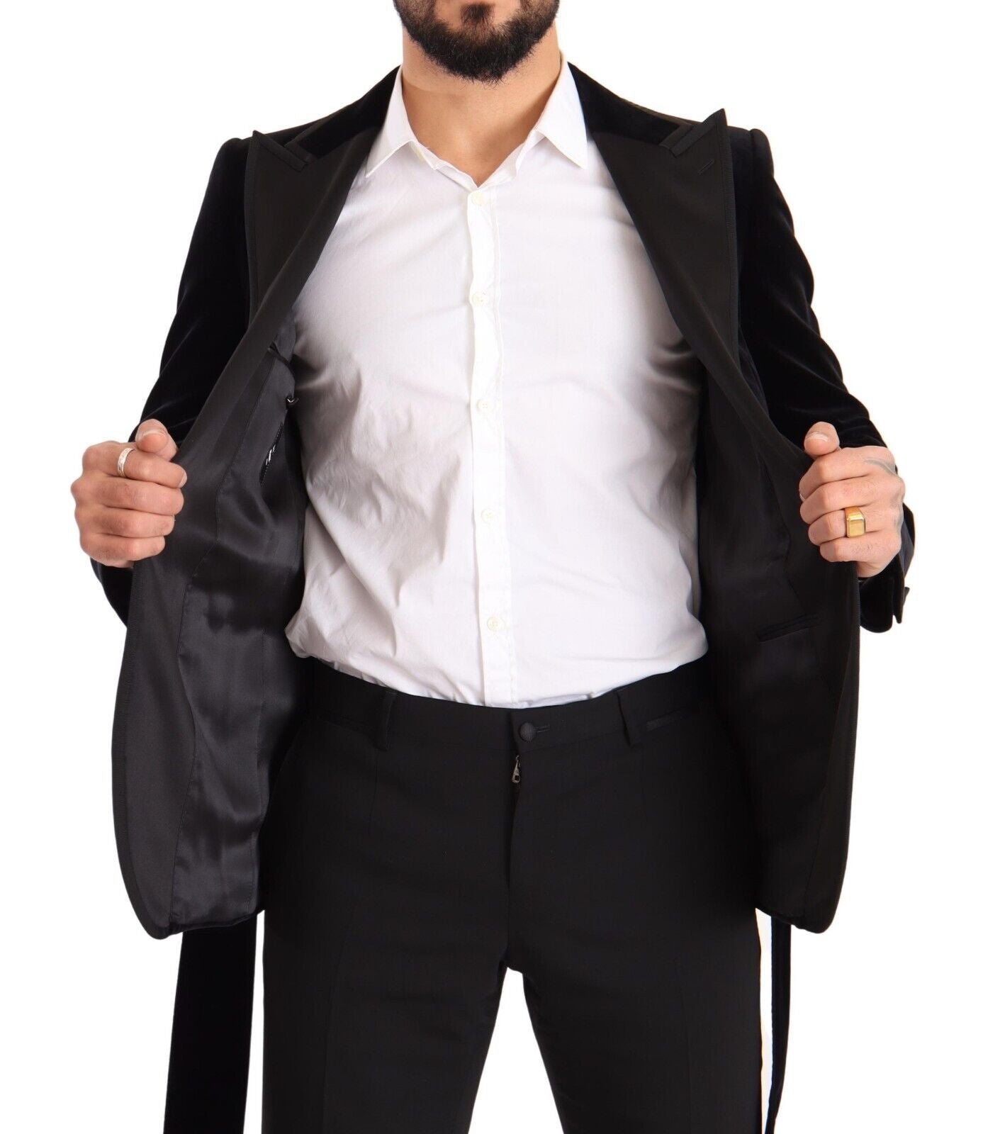 Elegante blazer de terciopelo de botonadura sencilla