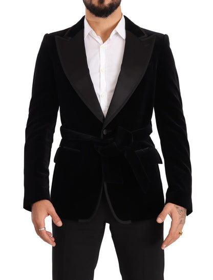 Elegante blazer de terciopelo de botonadura sencilla