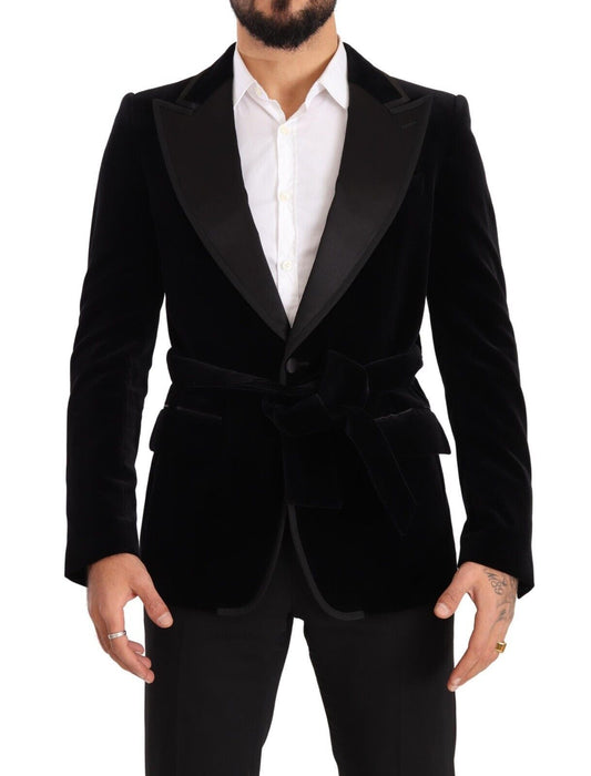 Elegante blazer de terciopelo de botonadura sencilla