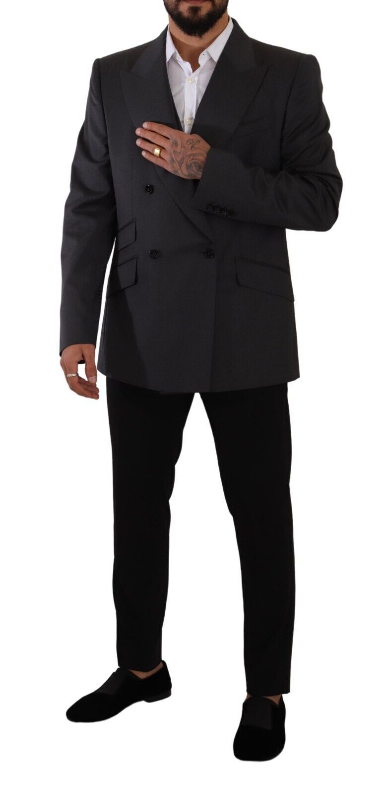 Elegante traje de mezcla de lana Sicilia gris