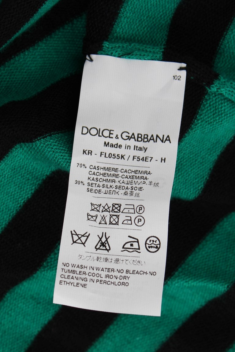 Elegante suéter de seda y cachemira a rayas