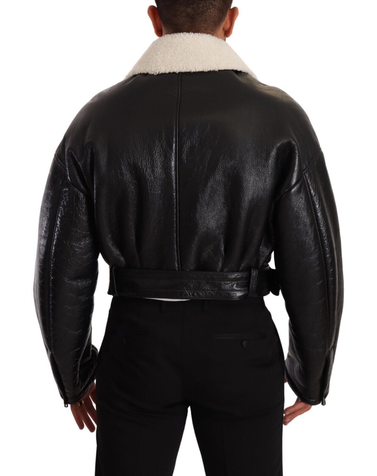 Elegante chaqueta de motociclista de piel de oveja