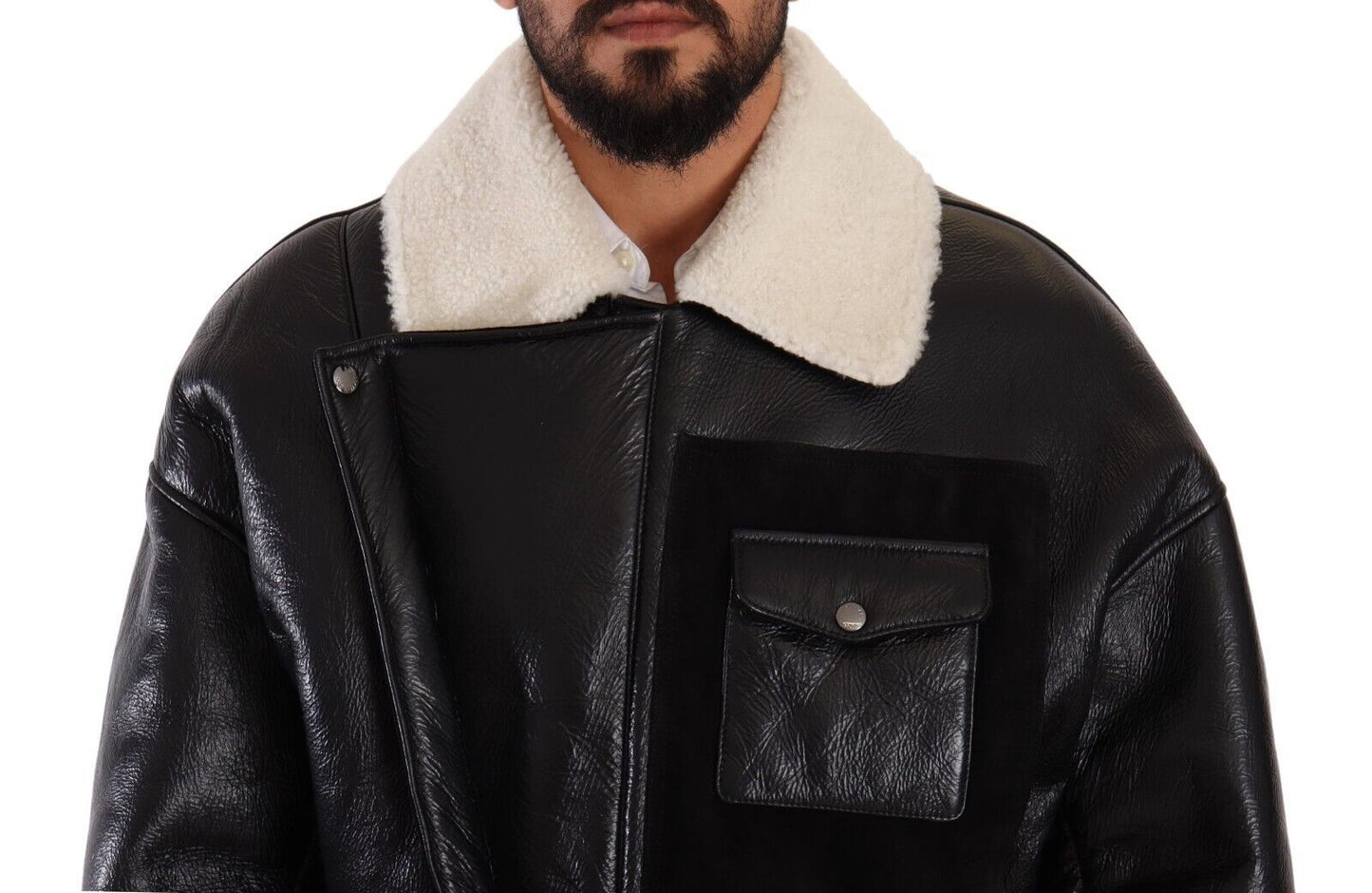 Elegante chaqueta de motociclista de piel de oveja