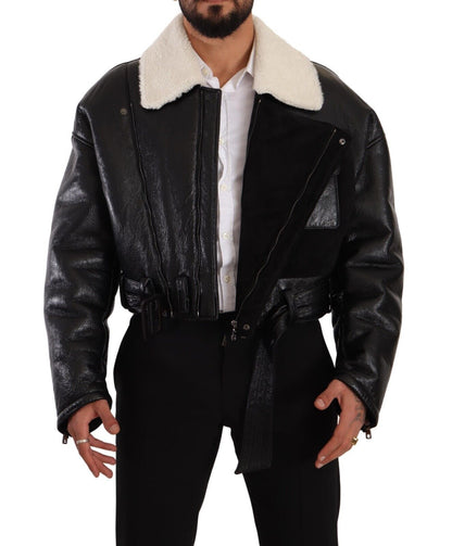 Elegante chaqueta de motociclista de piel de oveja