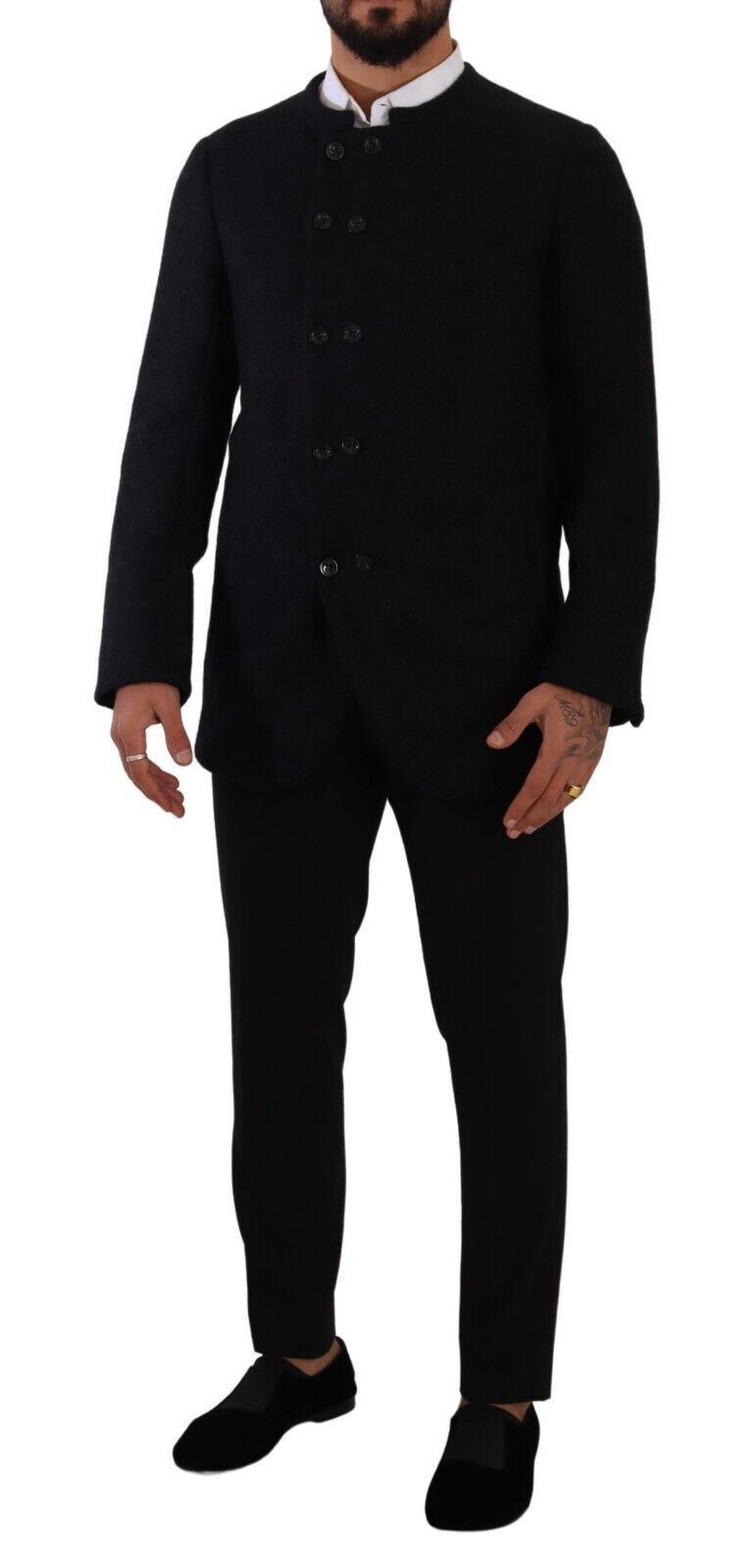 Elegante chaqueta de mezcla de alpaca gris oscuro