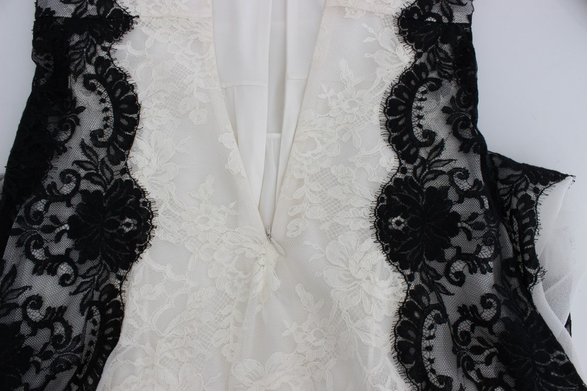 Vestido largo de mezcla de seda y encaje floral