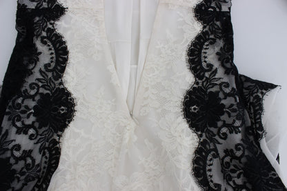 Vestido largo de mezcla de seda y encaje floral