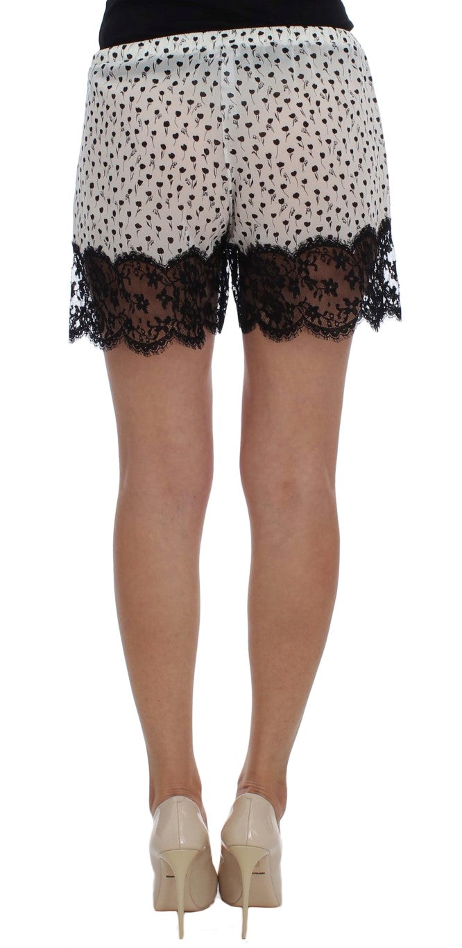 Elegantes pantalones cortos de dormir de encaje de seda
