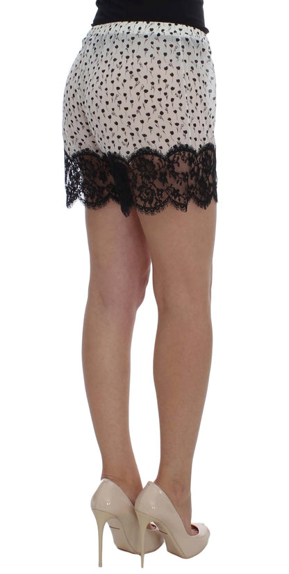 Elegantes pantalones cortos de dormir de encaje de seda