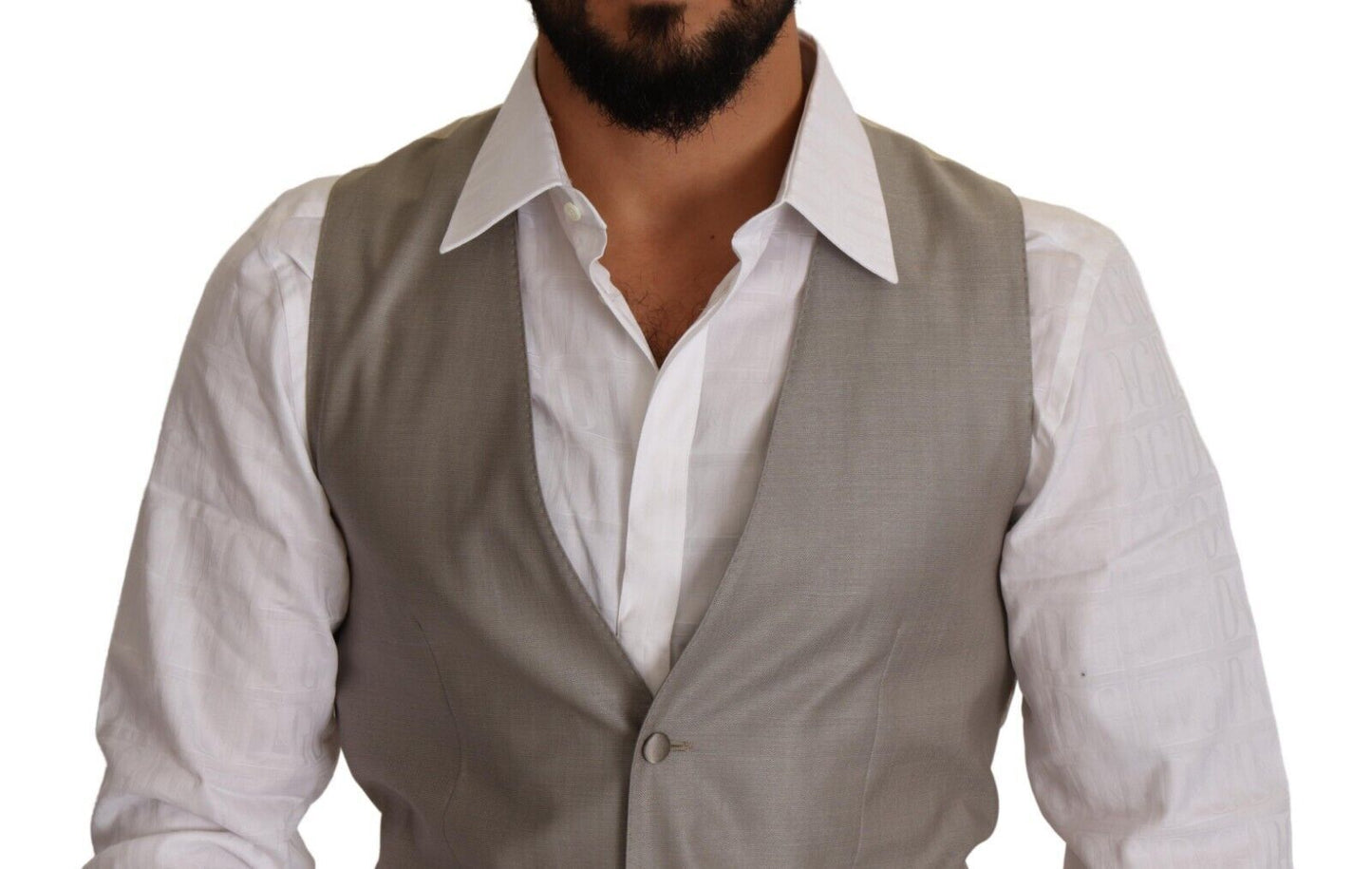 Elegante chaleco de botonadura sencilla en beige