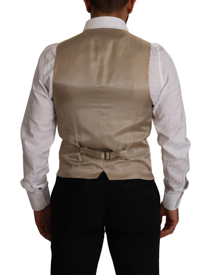 Chaleco formal de seda y algodón beige