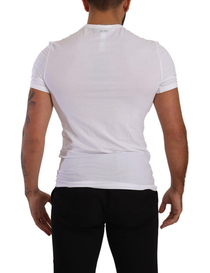 Elegante camiseta de cuello redondo de mezcla de algodón blanco