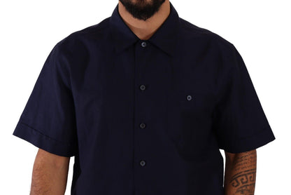 Camisa informal elegante azul marino con botones