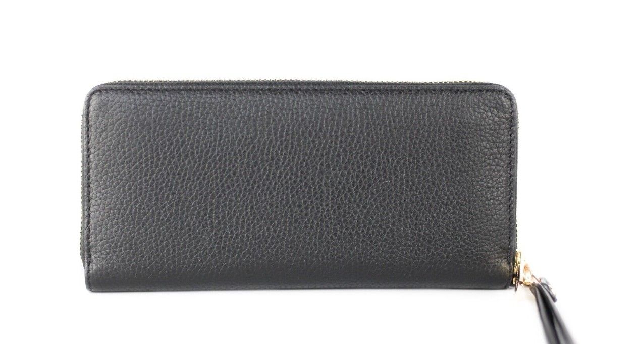 Cartera de muñeca continental Jet Set Travel grande de piel de guijarro negra