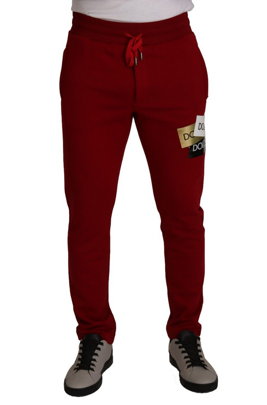 Elegante pantalón de chándal rojo con cierre de cordón