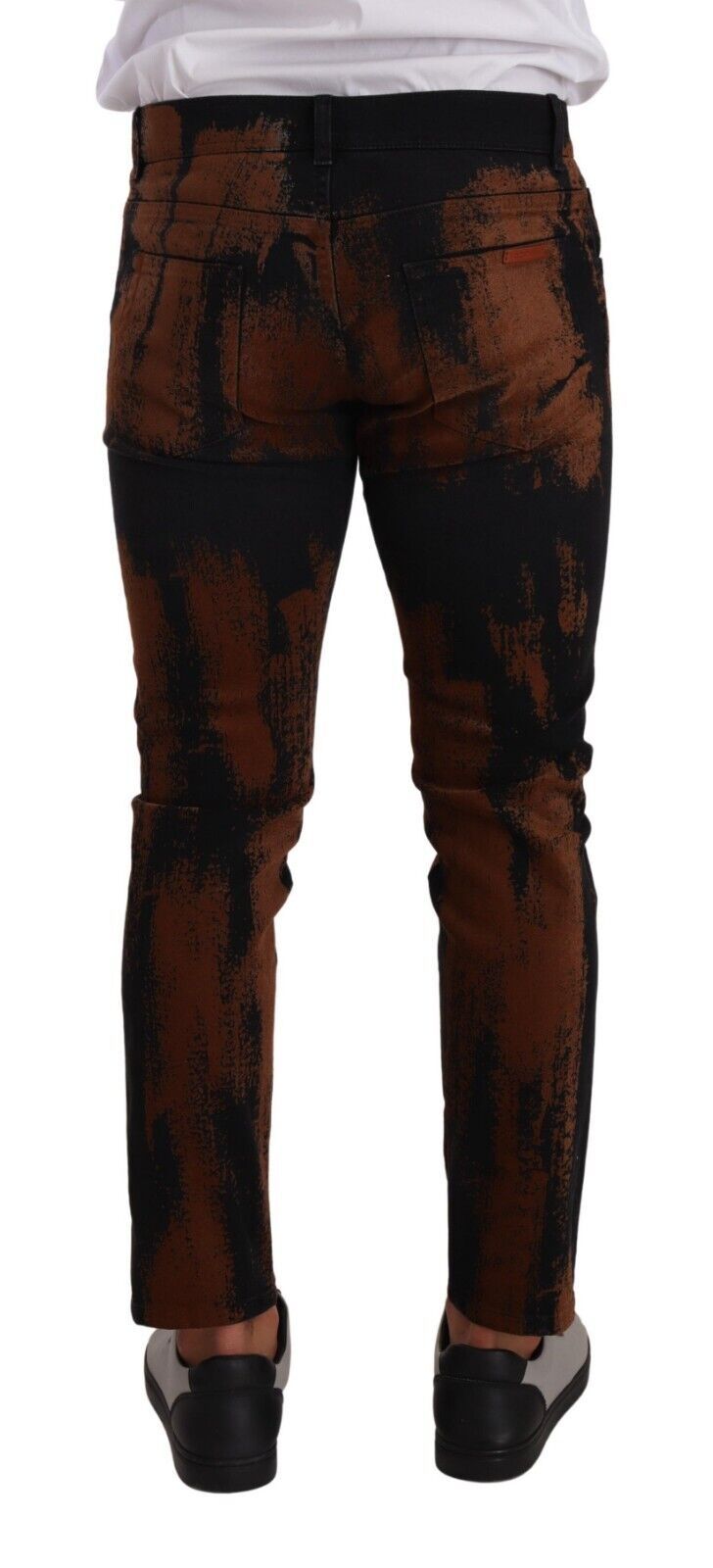 Vaqueros ajustados con efecto tie-dye elegantes en negro y marrón
