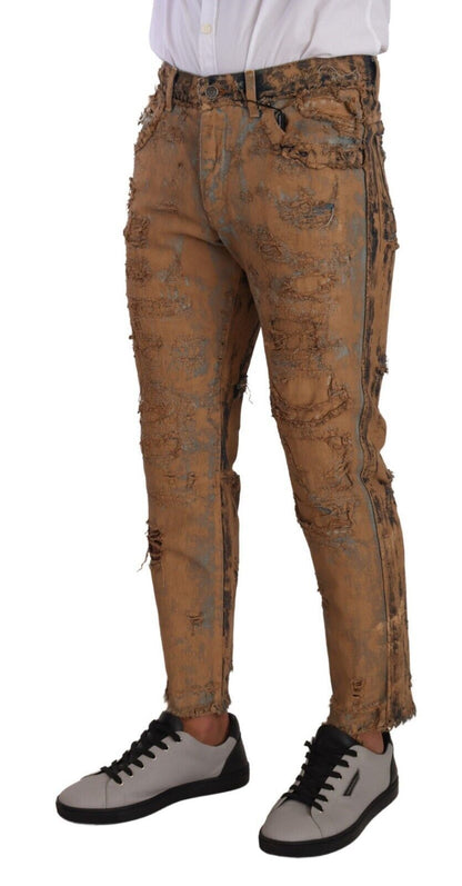 Pantalones clásicos de mezclilla desgastada auténtica