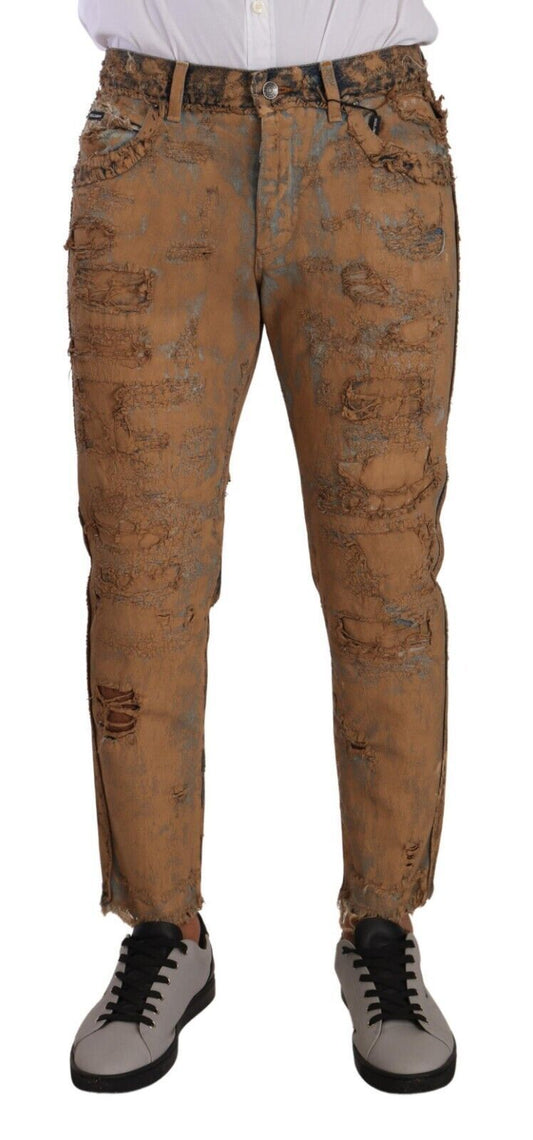 Pantalones clásicos de mezclilla desgastada auténtica