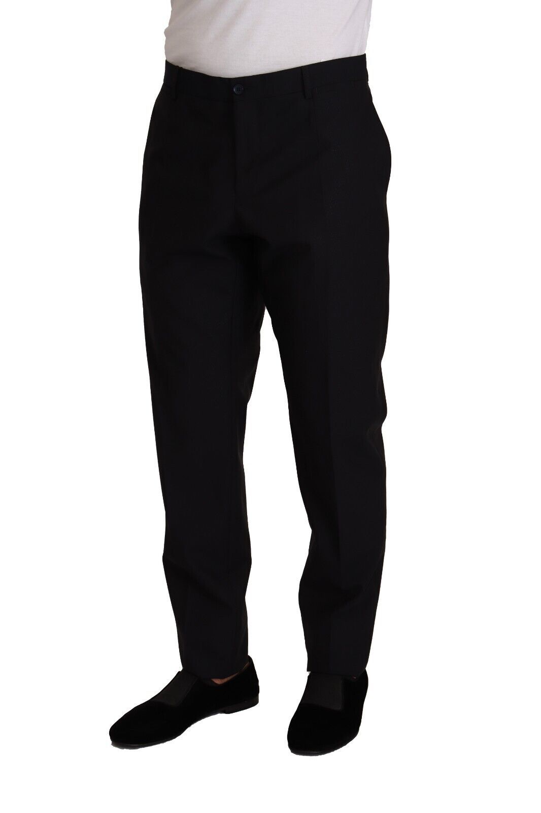 Elegante pantalón de esmoquin de lana y seda azul oscuro